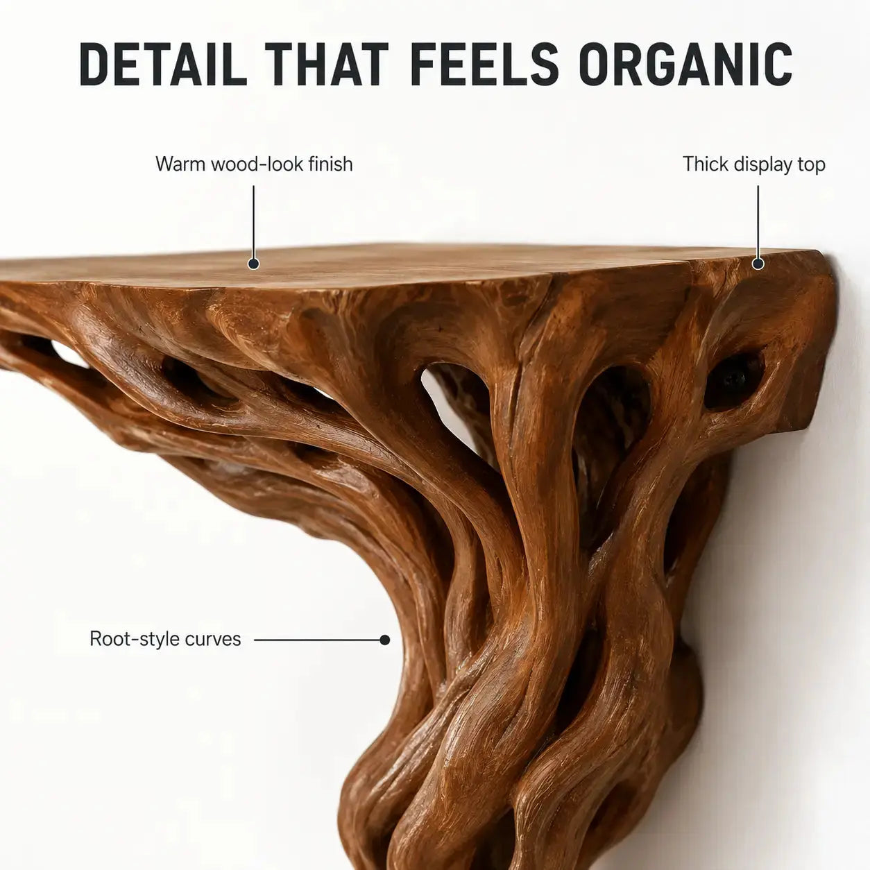 Tree Root Wall Shelf | Rustic Plant Display Rack | Boho Wall Mounted Storage Shelf | Corner Decor Organizer Jumartins