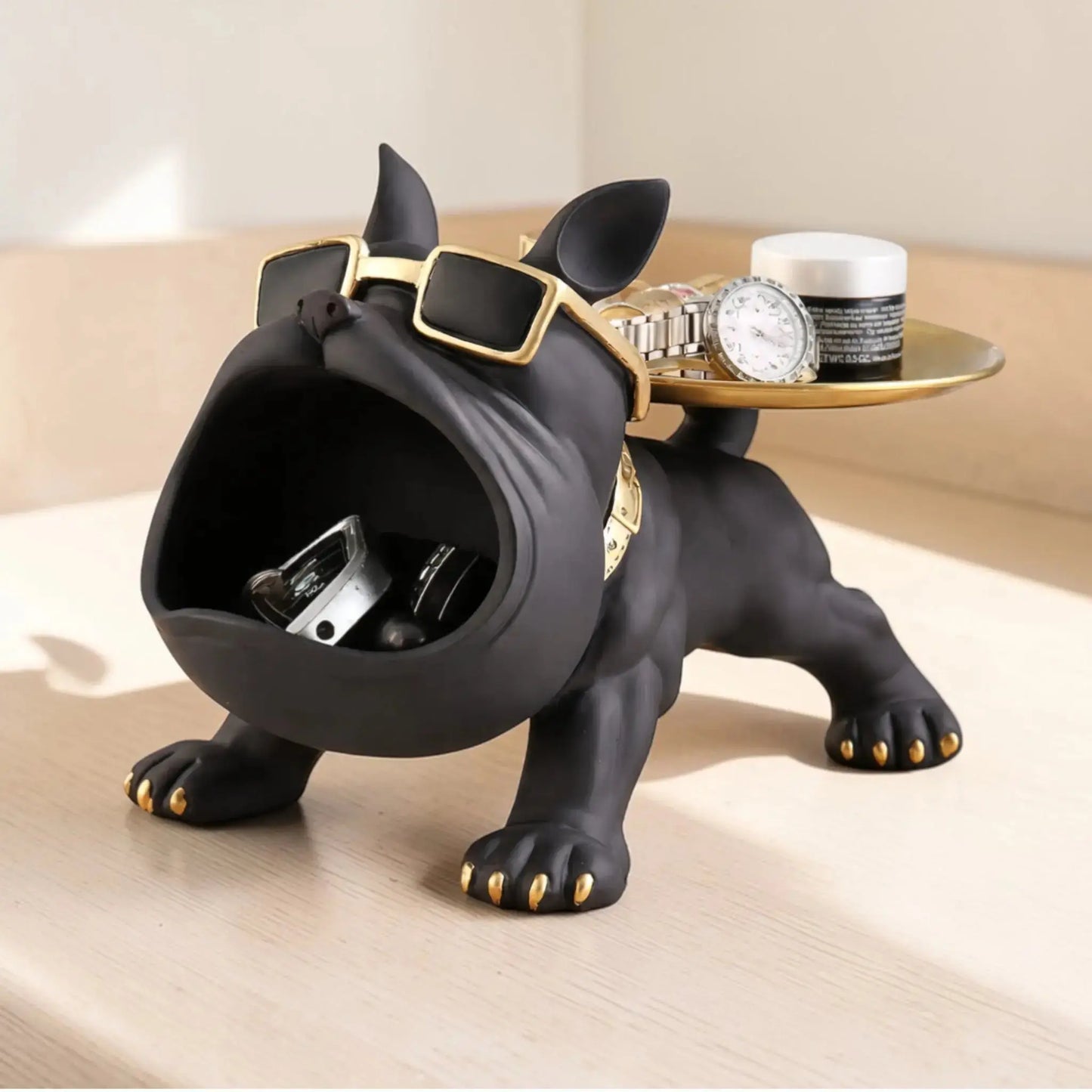 Cute Bulldog Storage Figurine with Tray – Unique Gift for Dog Lovers & Home Decor Julieta