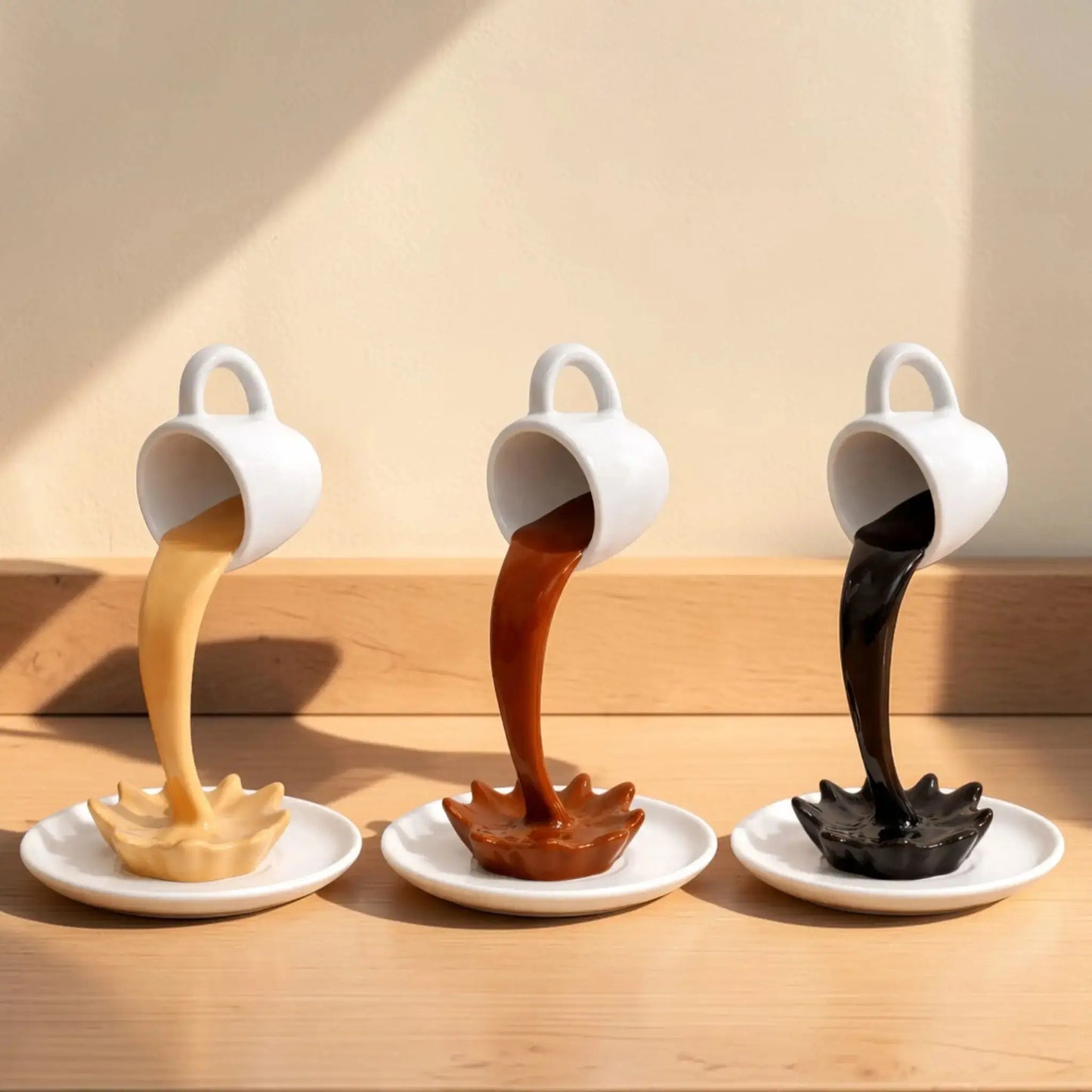 Floating Spilling Coffee Cup Sculpture Decor Julieta