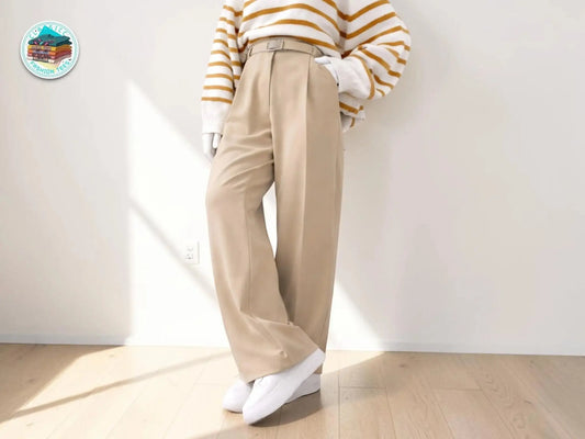 High Waist Pleated Wide Leg Trousers | Tailored Fit Slacks, Office Wear JuChachaShop