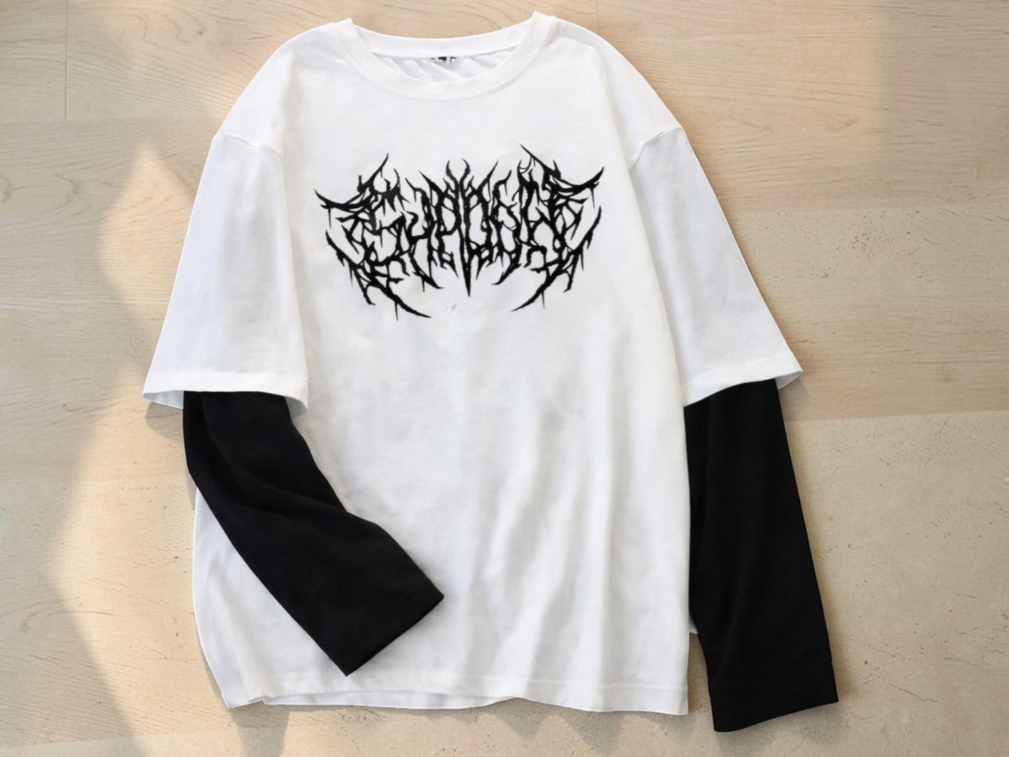 Graphic Heart T-Shirt | Gothic Long Sleeve Streetwear Tee