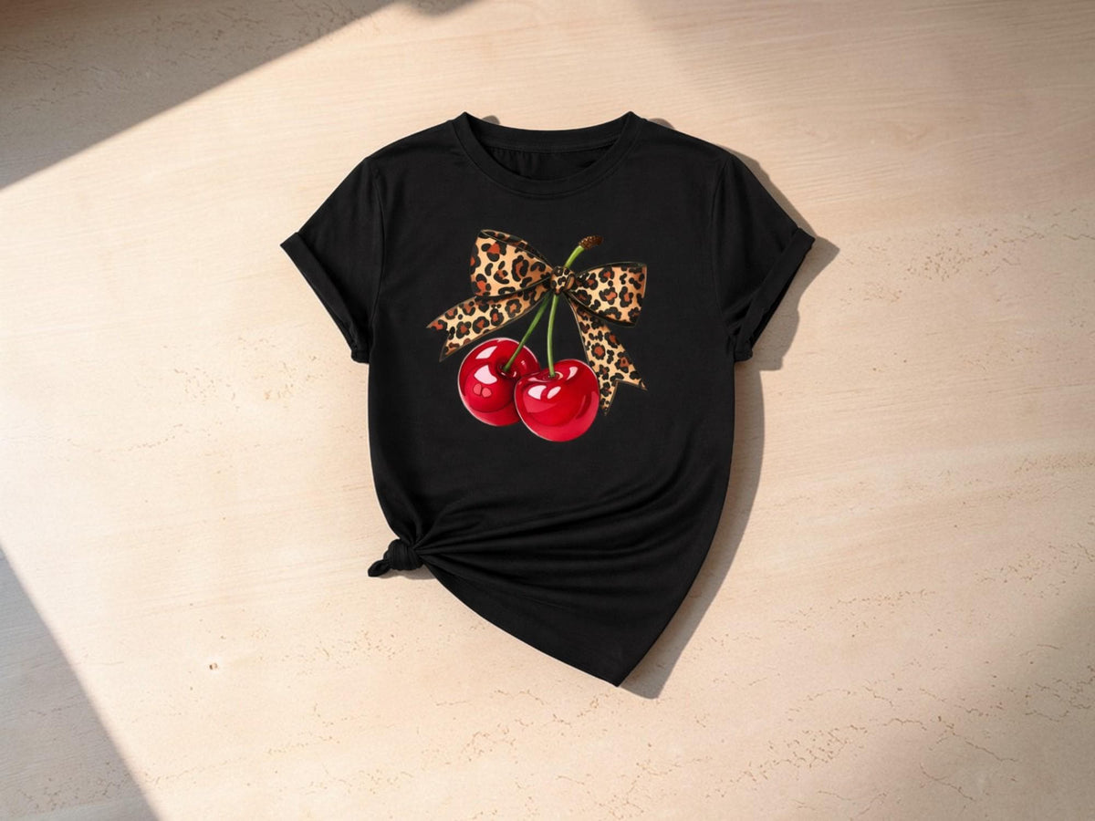 Leopard Print Cherry Tee