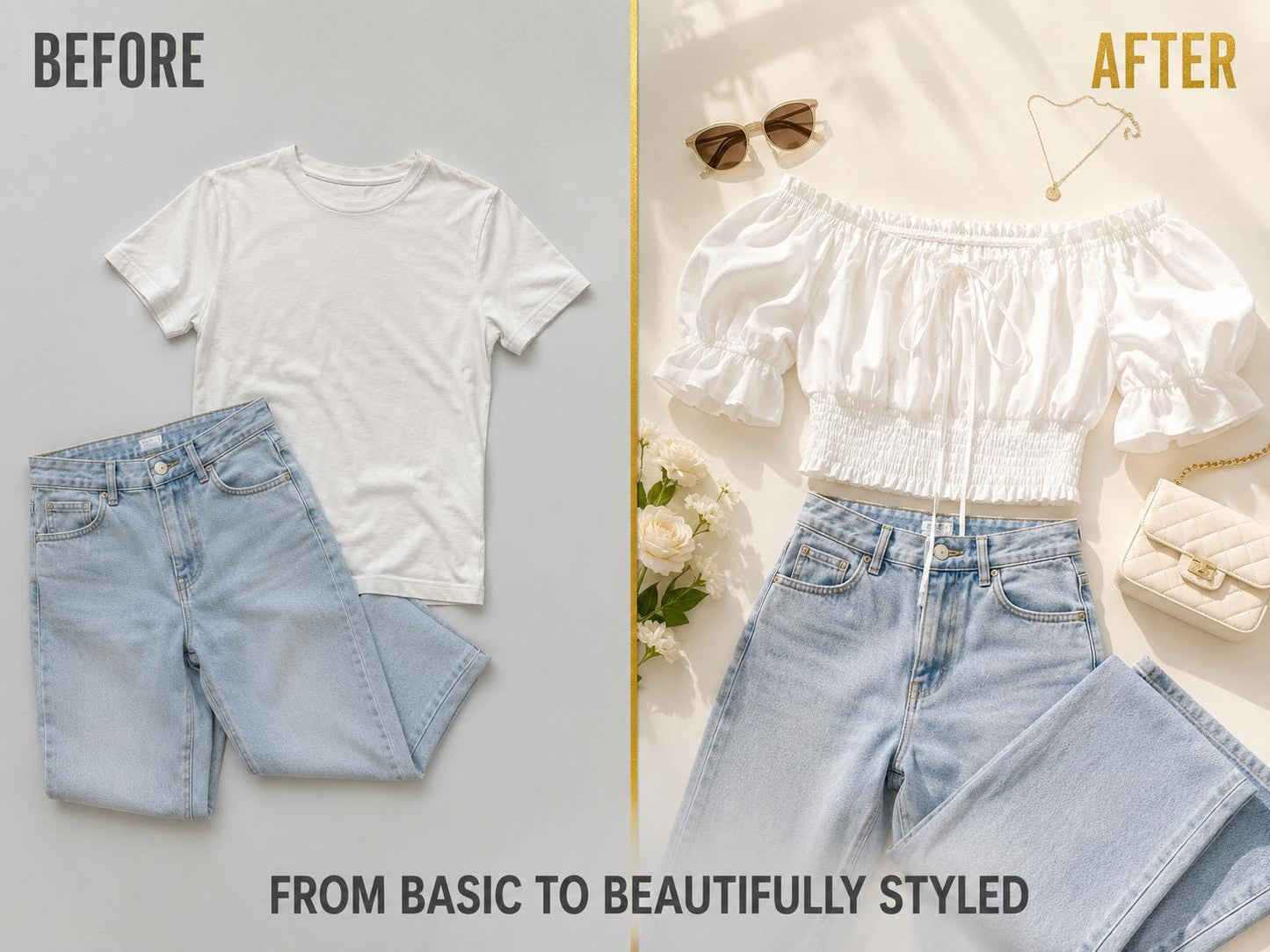 White Off Shoulder Puff Sleeve Crop Top | Smocked Waist Tie Front Blouse