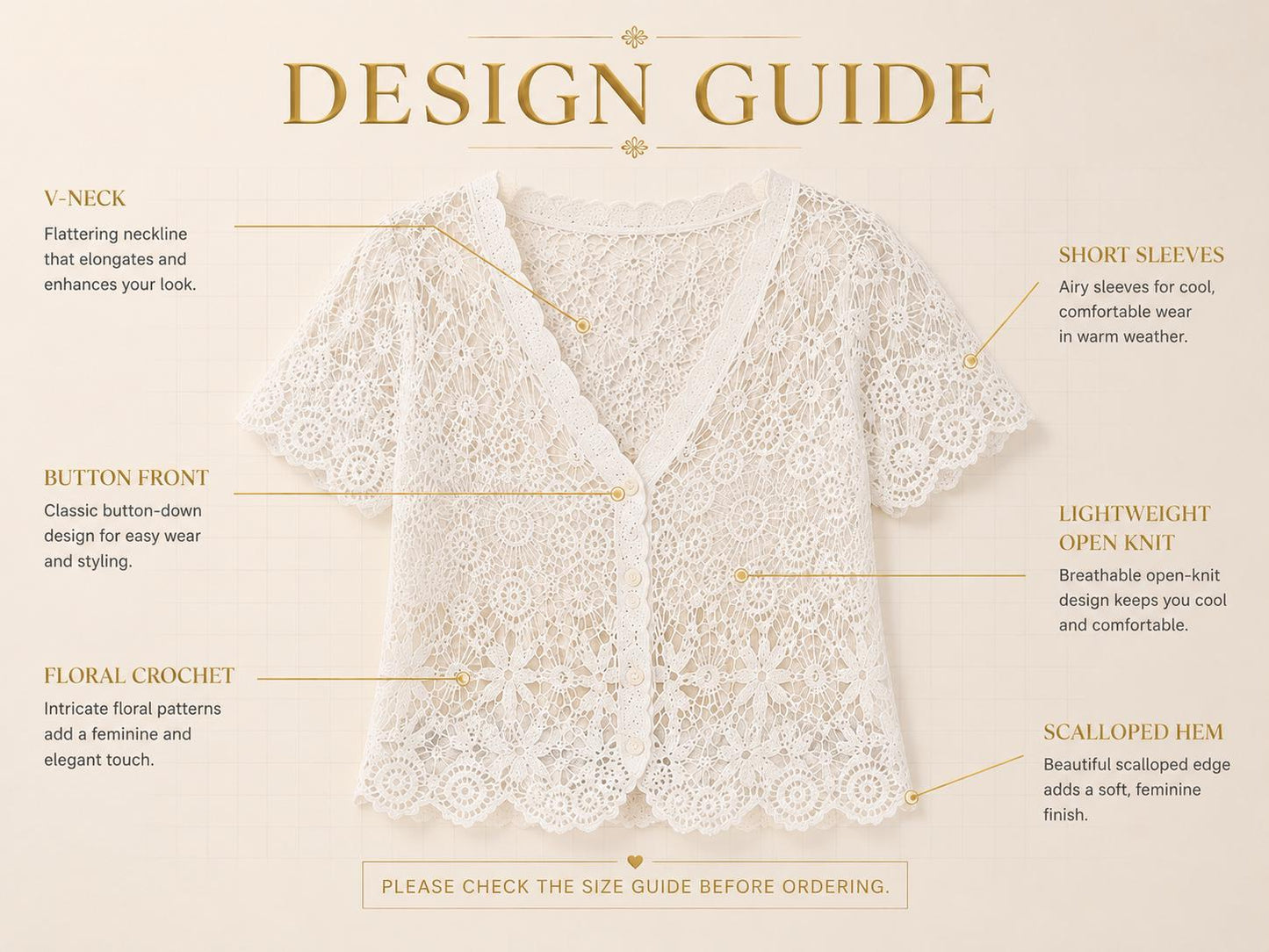 Sheer Crochet Button Front Top | Women's Open Knit Lace Blouse | Boho Summer Vacation Shirt