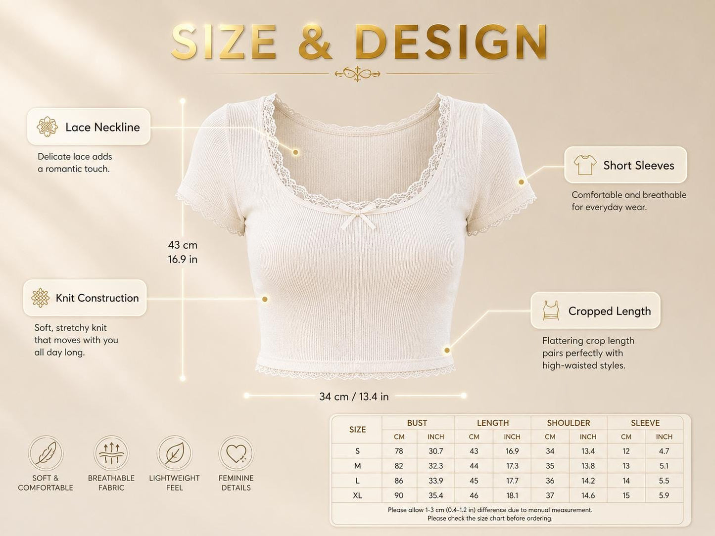 Vintage Lace Trim Baby Tee | Knitted Crop Top, Y2K Summer Shirt