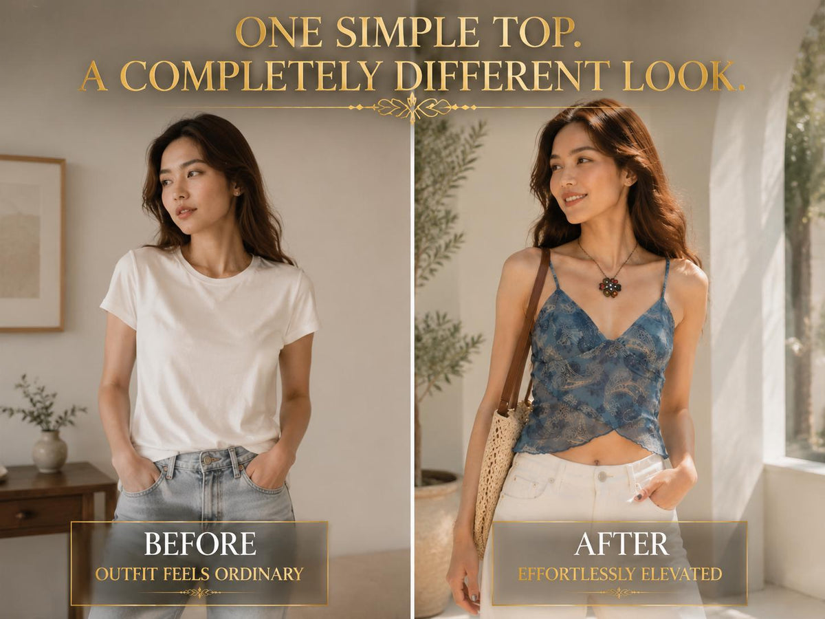 Paisley V-Neck Cami Top: Flowy Summer Layering Blouse