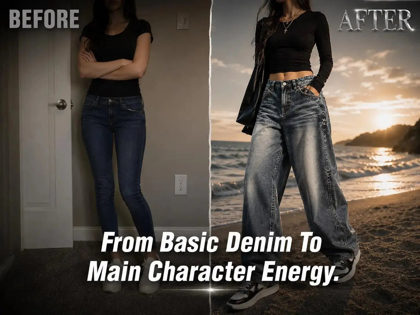 Baggy Wide Leg Jeans Y2K | Vintage Wash Denim & Korean Streetwear JuChachaShop