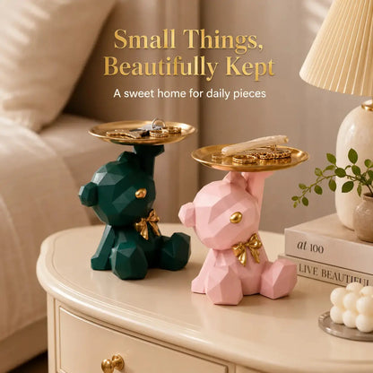 Cute Bear Jewelry Tray Organizer – Aesthetic Vanity Decor, Ring Holder, Key Dish, Small Item Storage for Desk & Nightstand Jumartins