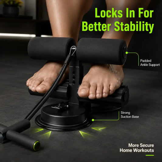 Sit-Up Bar with Suction Cup | Ankle Support Home Ab Workout Aid | Core Trainer for Floor Exercises | Indoor Gym Helper Jumartins