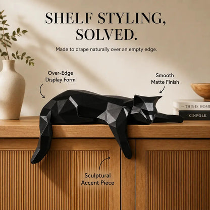 Geometric Lying Cat Statue | Modern Room Decor Figurine | Shelf Desk Table Sculpture | Cat Lover Gift Accent Jumartins