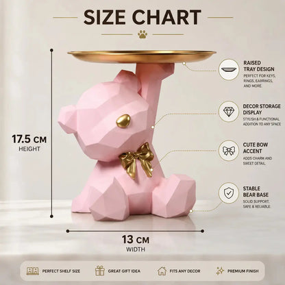 Cute Bear Jewelry Tray Organizer – Aesthetic Vanity Decor, Ring Holder, Key Dish, Small Item Storage for Desk & Nightstand Jumartins