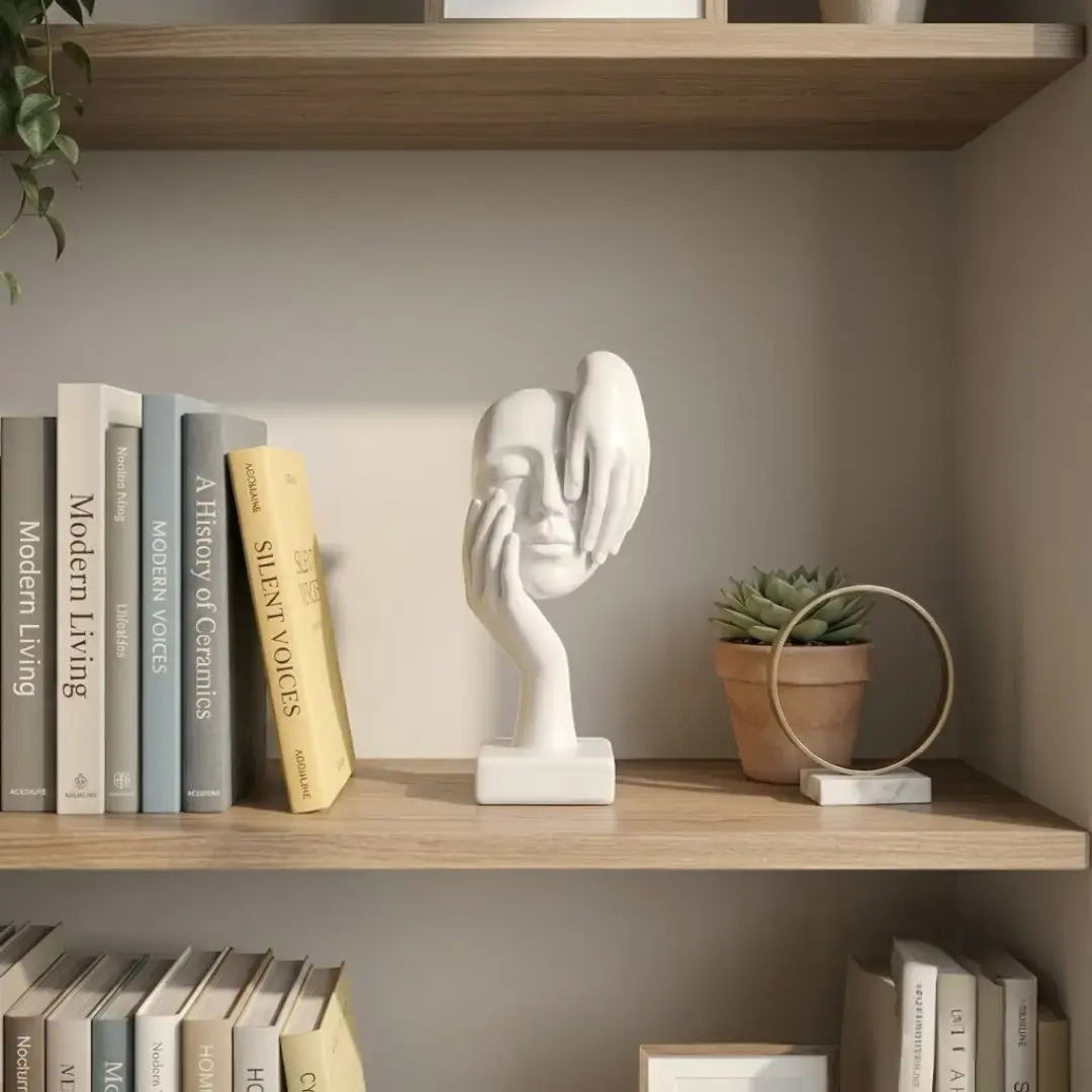 Modern Office Shelf Decor with Artistic Nordic Style Office Shelf Decor – Abstract Face Statue Decor JuChachaShop