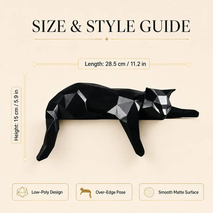 Geometric Lying Cat Statue | Modern Room Decor Figurine | Shelf Desk Table Sculpture | Cat Lover Gift Accent Jumartins