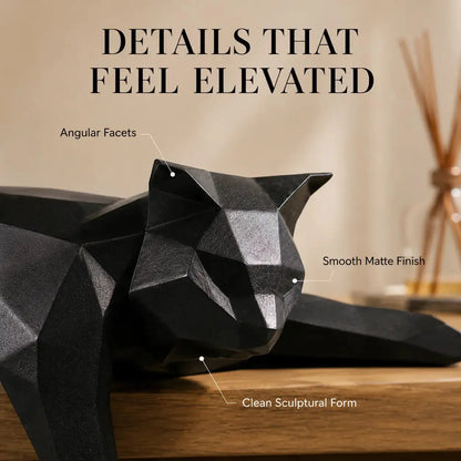 Geometric Lying Cat Statue | Modern Room Decor Figurine | Shelf Desk Table Sculpture | Cat Lover Gift Accent Jumartins