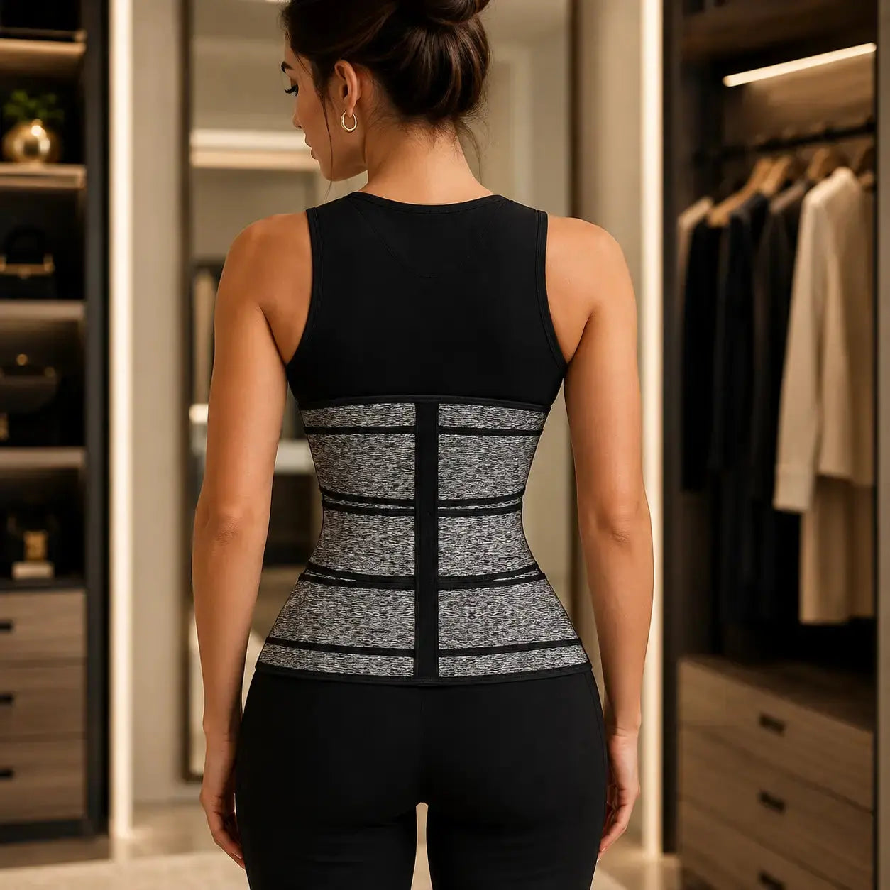 Women Waist Trainer Belt | Adjustable Hook Closure Waist Support | Black Compression Wrap for Workout Layering Jumartins