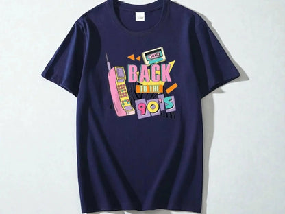 90s Graphic Tee | Retro Cassette & Phone Print JuChachaShop