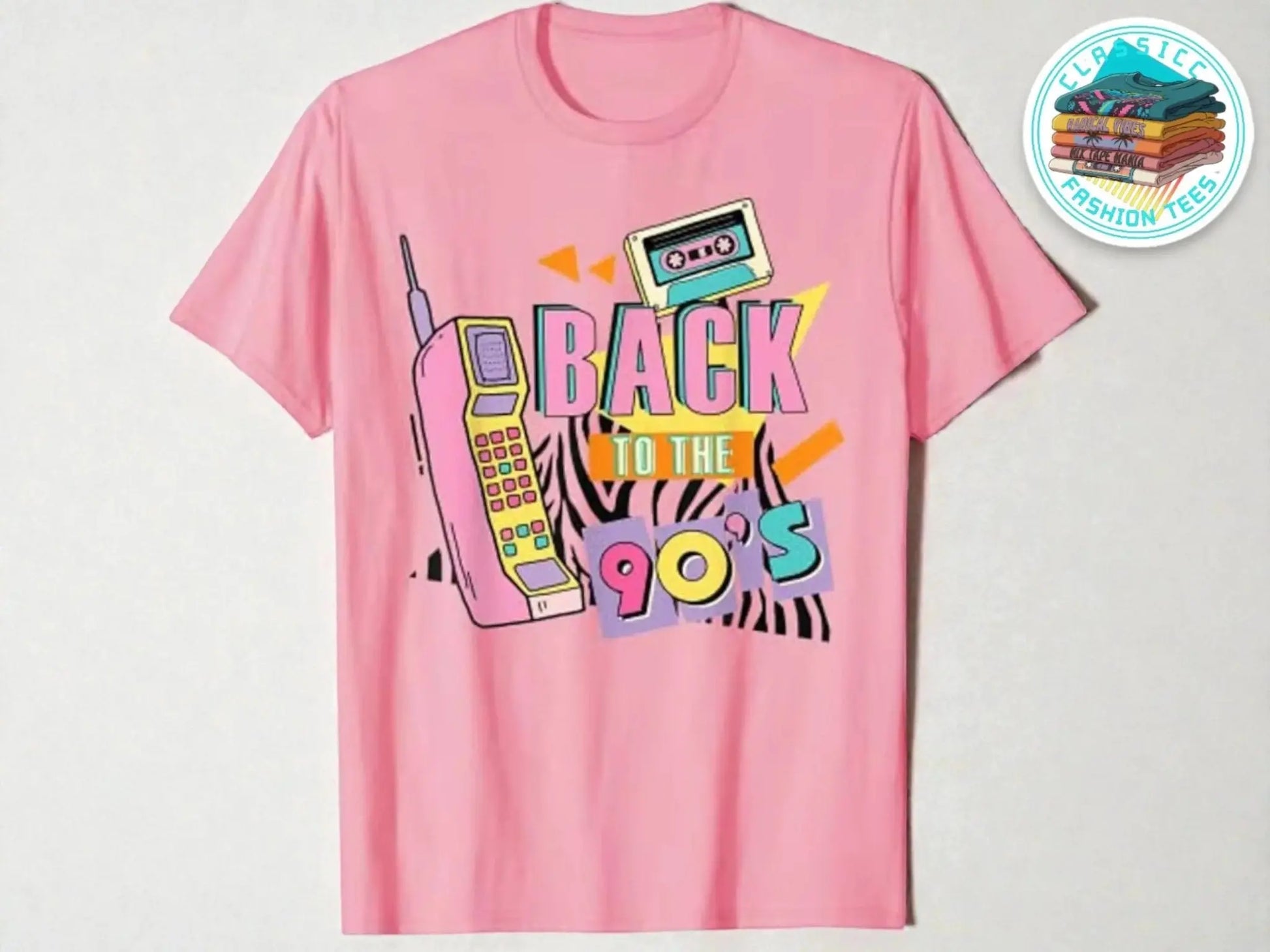 90s Graphic Tee | Retro Cassette & Phone Print JuChachaShop