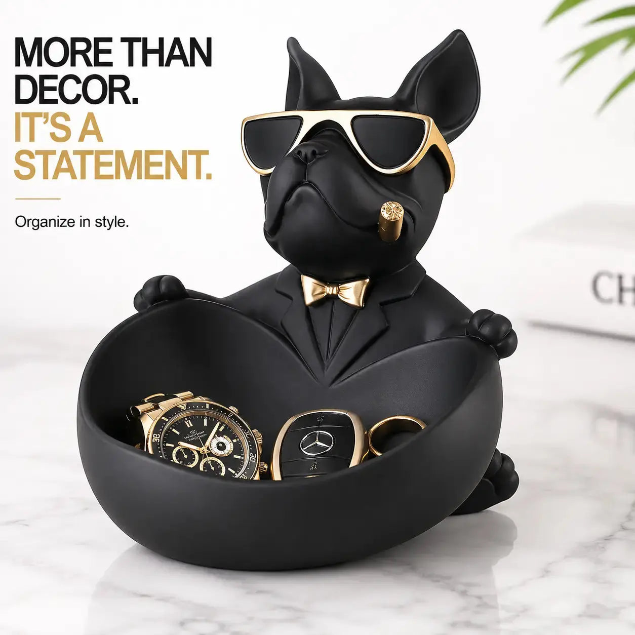Luxury French Bulldog Storage Bowl Decor | Modern Resin Dog Statue Organizer Tray JuChachaShop