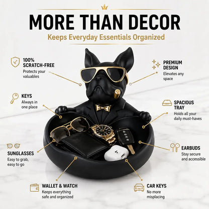 Luxury French Bulldog Storage Bowl Decor | Modern Resin Dog Statue Organizer Tray JuChachaShop