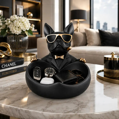 Luxury French Bulldog Storage Bowl Decor | Modern Resin Dog Statue Organizer Tray JuChachaShop
