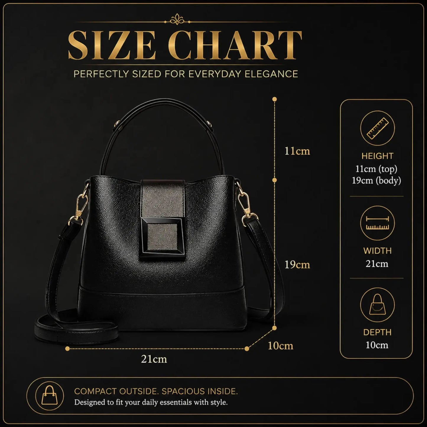 Luxury Black Crossbody Bag – Elegant Designer Inspired Design JuChachaShop
