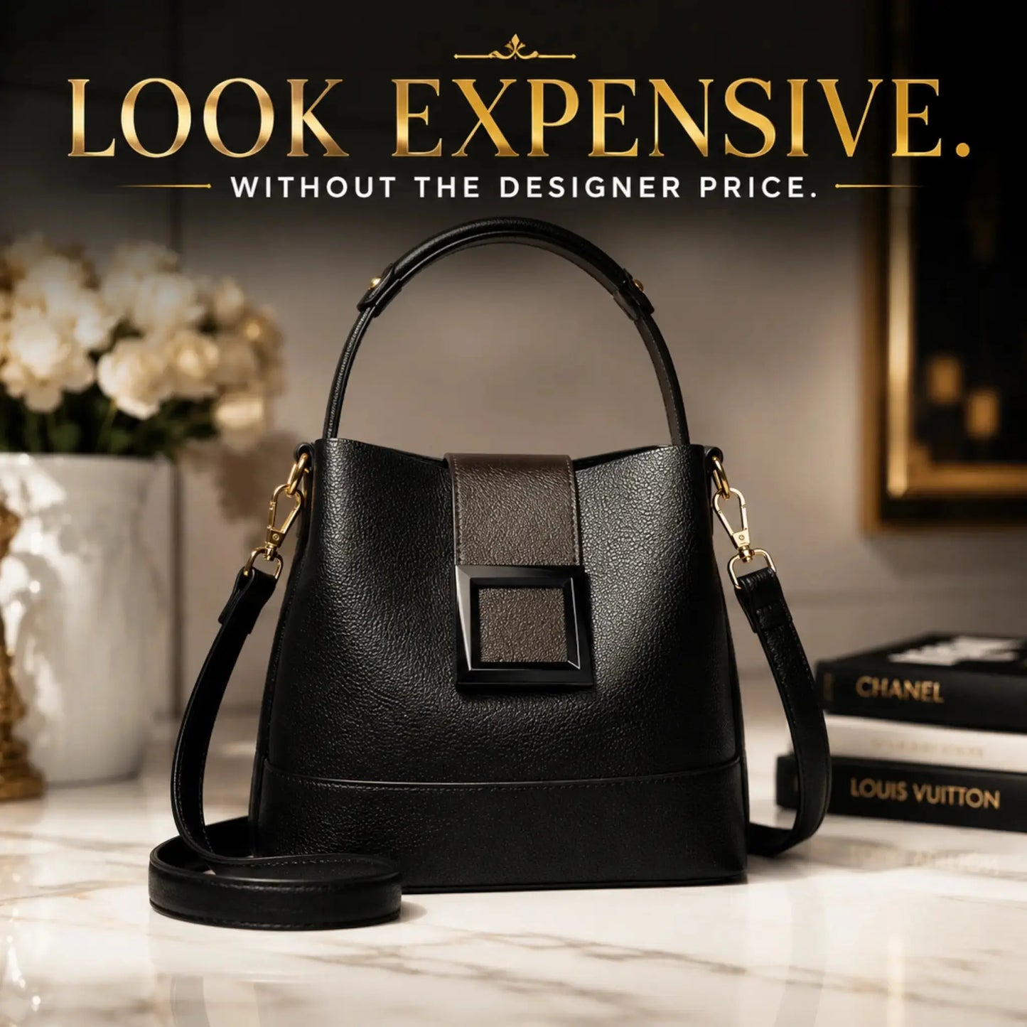 Luxury Black Crossbody Bag – Elegant Designer Inspired Design JuChachaShop