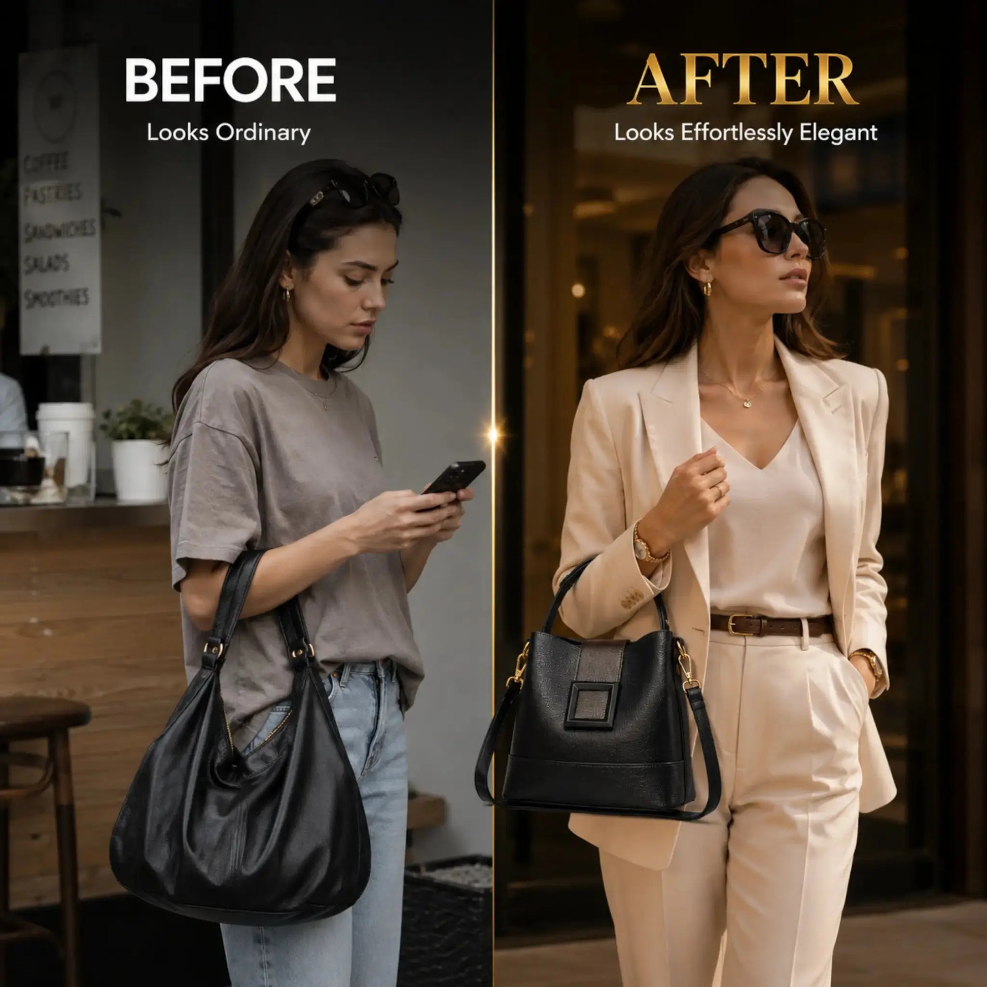 Luxury Black Crossbody Bag – Elegant Designer Inspired Design JuChachaShop