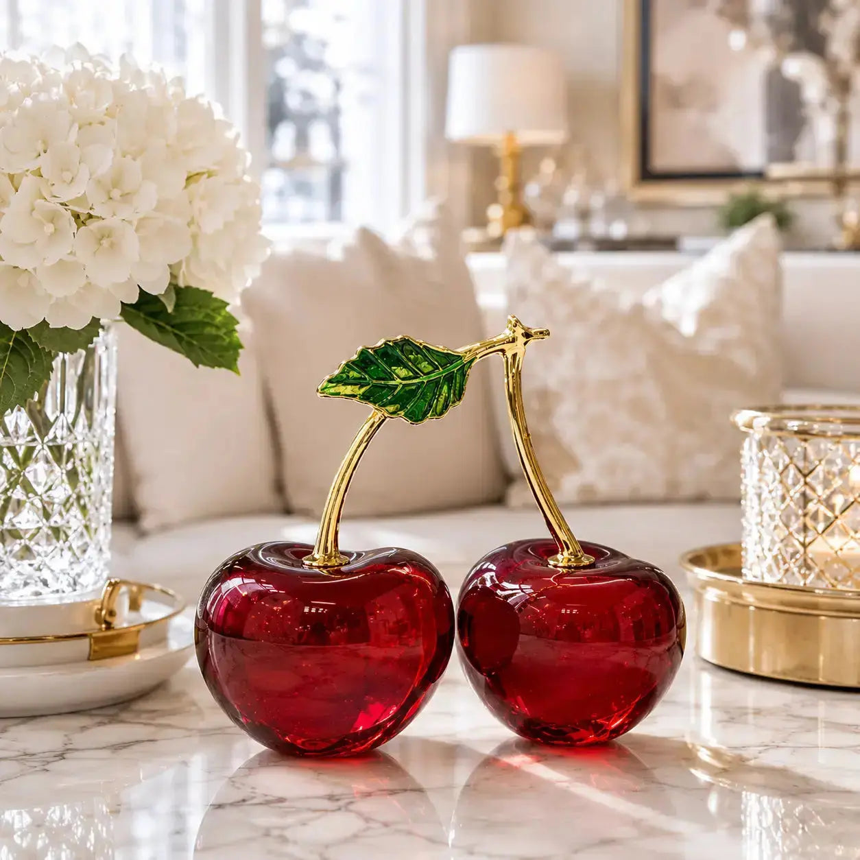 Crystal Cherry Ornament for Modern Elegant Decor JuChachaShop