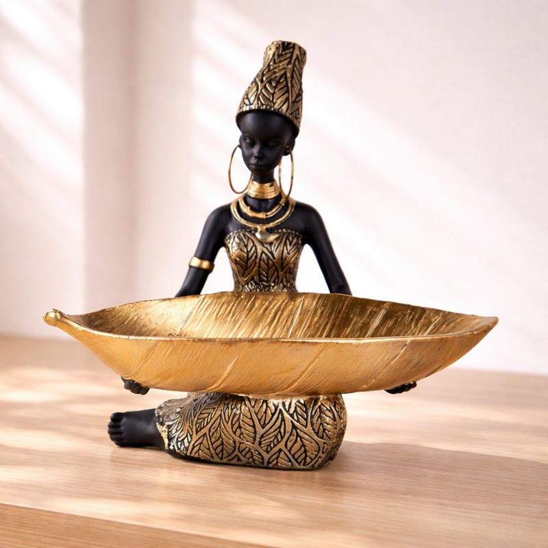 Decorative Lady Tray Statue | Resin Storage Bowl | Home Decor Accent Jumartins