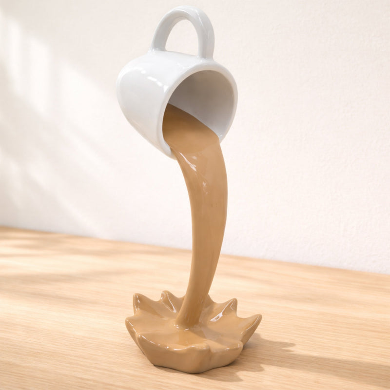 Floating Spilling Coffee Cup Sculpture Decor Julieta