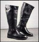 Men’s Knee High Leather Boots with Side Zipper & Buckle Potaha