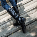 Men’s Knee High Leather Boots with Side Zipper & Buckle Potaha