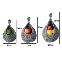 Wall Hanging Basket Set | Woven Fruit Storage | Kitchen Organizer Hooks | Pantry Dining Room Decor