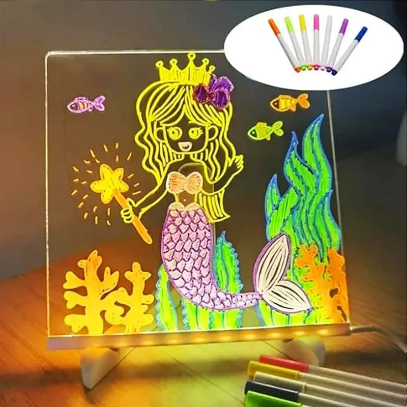 LED Message Board – DIY Acrylic Writing Pad with 7 Pens Potaha