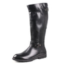 Men’s Knee High Leather Boots with Side Zipper & Buckle Potaha