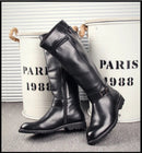 Men’s Knee High Leather Boots with Side Zipper & Buckle Potaha