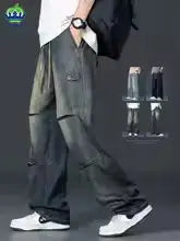 Unisex Cargo Wide-Leg Denim Pants | Relaxed Streetwear Jeans JuChachaShop