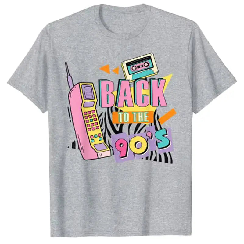 90s Graphic Tee | Retro Cassette & Phone Print JuChachaShop