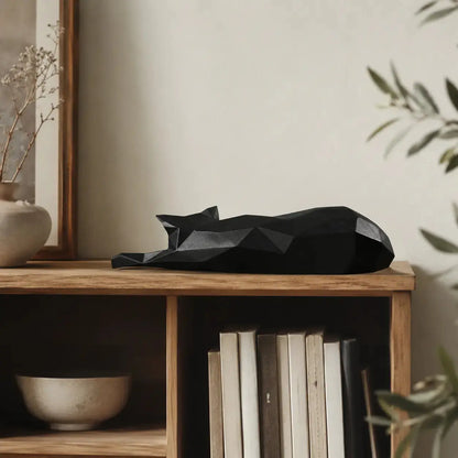 Geometric Lying Cat Statue | Modern Room Decor Figurine | Shelf Desk Table Sculpture | Cat Lover Gift Accent Jumartins