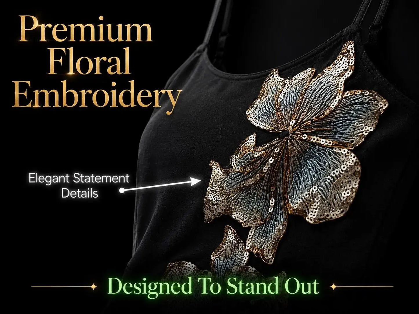 Black Floral Cami Top for Women | Elegant Sleeveless Blouse JuChachaShop