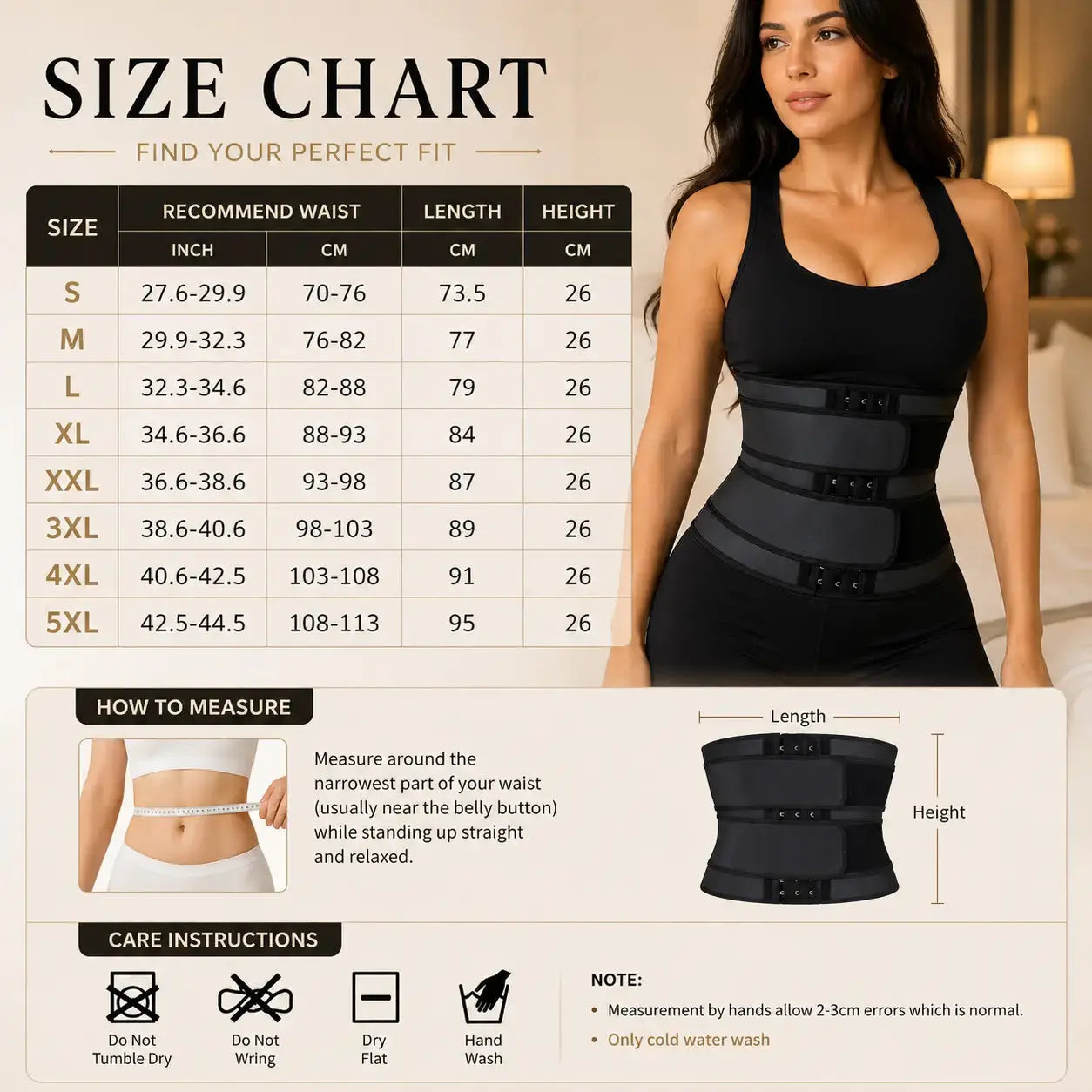 Women Waist Trainer Belt | Adjustable Hook Closure Waist Support | Black Compression Wrap for Workout Layering Jumartins