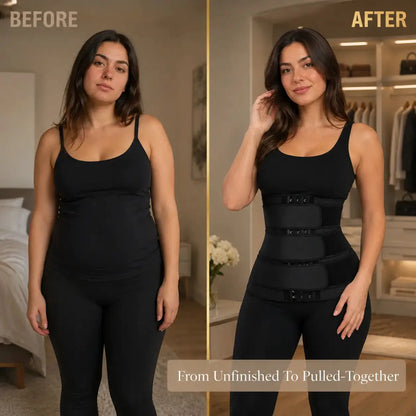 Women Waist Trainer Belt | Adjustable Hook Closure Waist Support | Black Compression Wrap for Workout Layering Jumartins