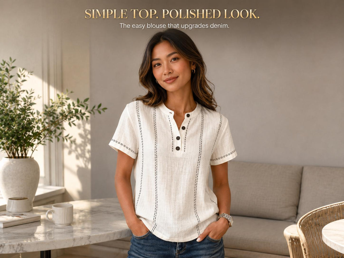 Elevate Your Style with Our Cream White Short Sleeve Blouse