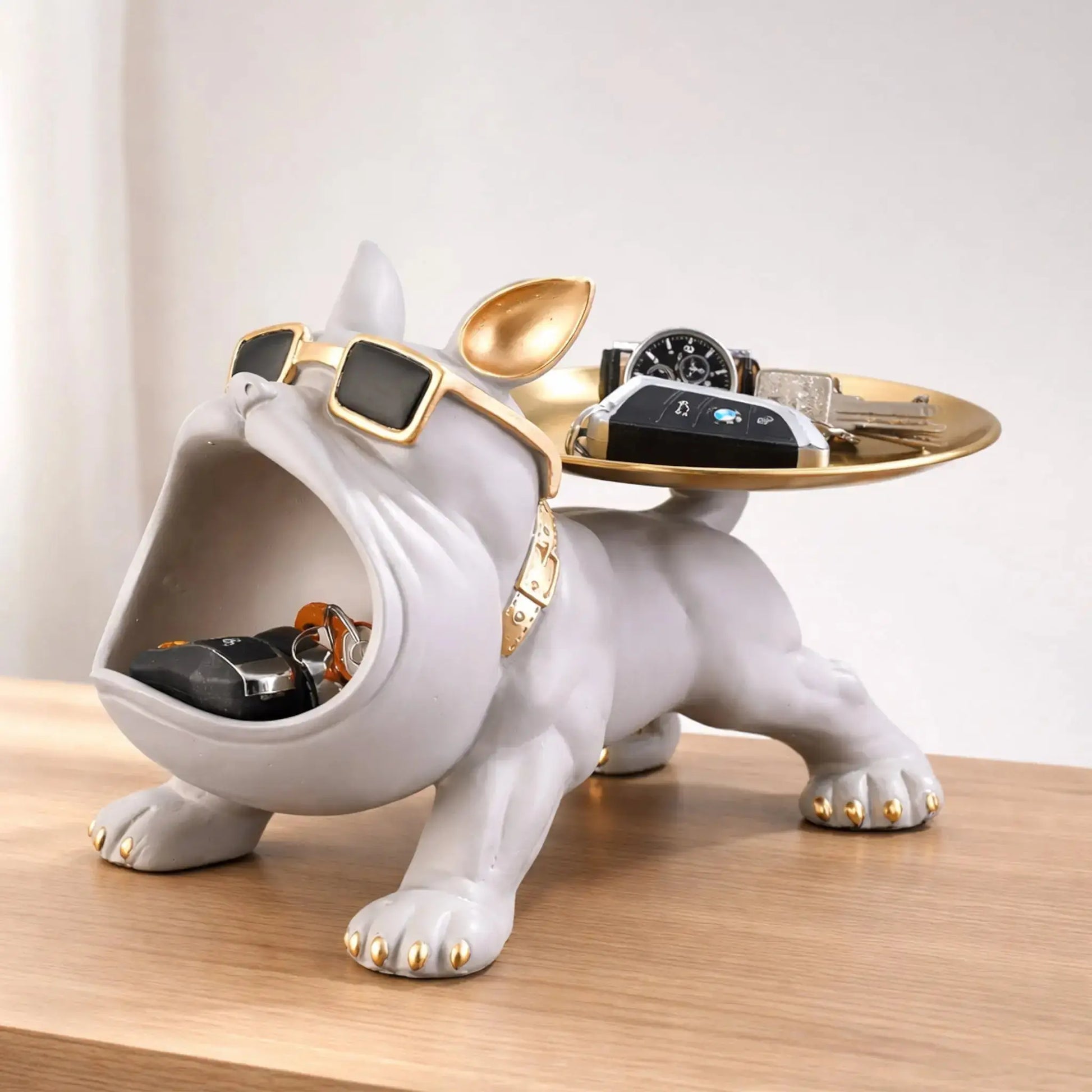 Cute Bulldog Storage Figurine with Tray – Unique Gift for Dog Lovers & Home Decor Julieta