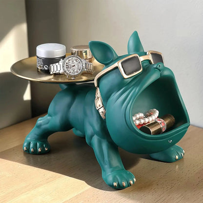 Cute Bulldog Storage Figurine with Tray – Unique Gift for Dog Lovers & Home Decor Julieta