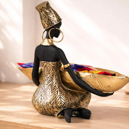 Decorative Key Tray – Lady Tray Statue, Elegant Resin Storage Bowl & Home Decor Accent JuChachaShop