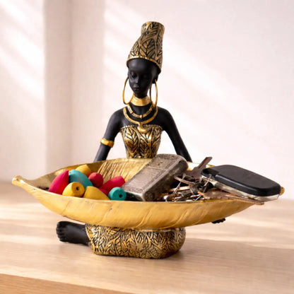 Decorative Key Tray – Lady Tray Statue, Elegant Resin Storage Bowl & Home Decor Accent JuChachaShop
