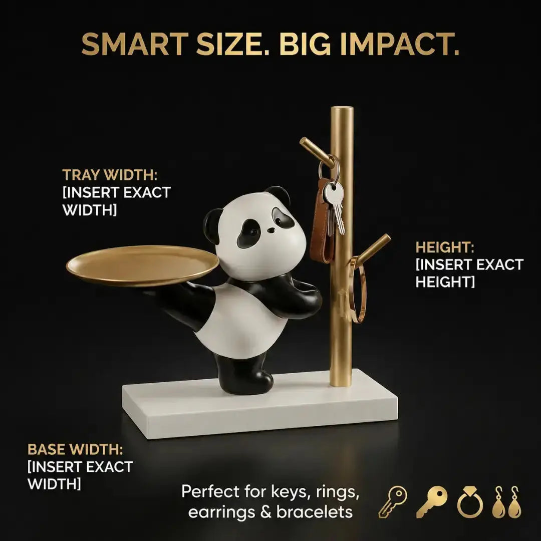 Panda Jewelry Tray & Ring Holder – Cute Gold Key Catchall Dish Jumartins