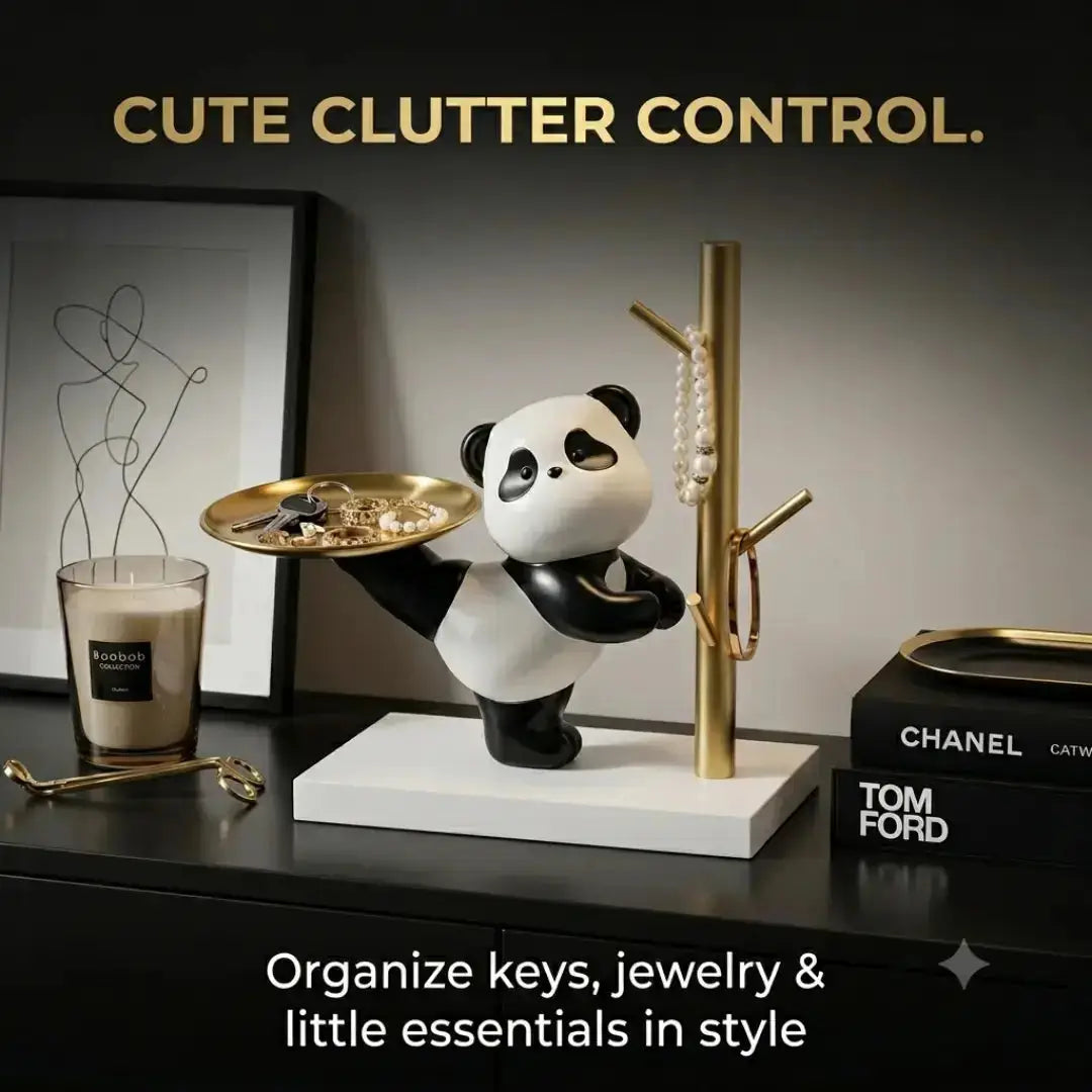 Panda Jewelry Tray & Ring Holder – Cute Gold Key Catchall Dish Jumartins