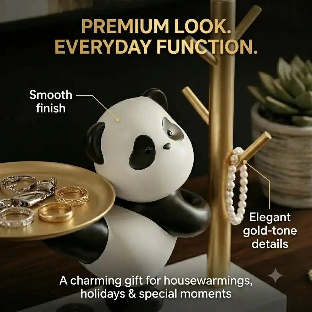 Panda Jewelry Tray & Ring Holder – Cute Gold Key Catchall Dish Jumartins